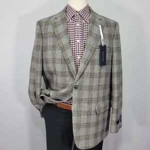 Tommy Hilfiger Men's Sport Coat Two Button Gray Flannel‎ Plaid Wool Blend 40R